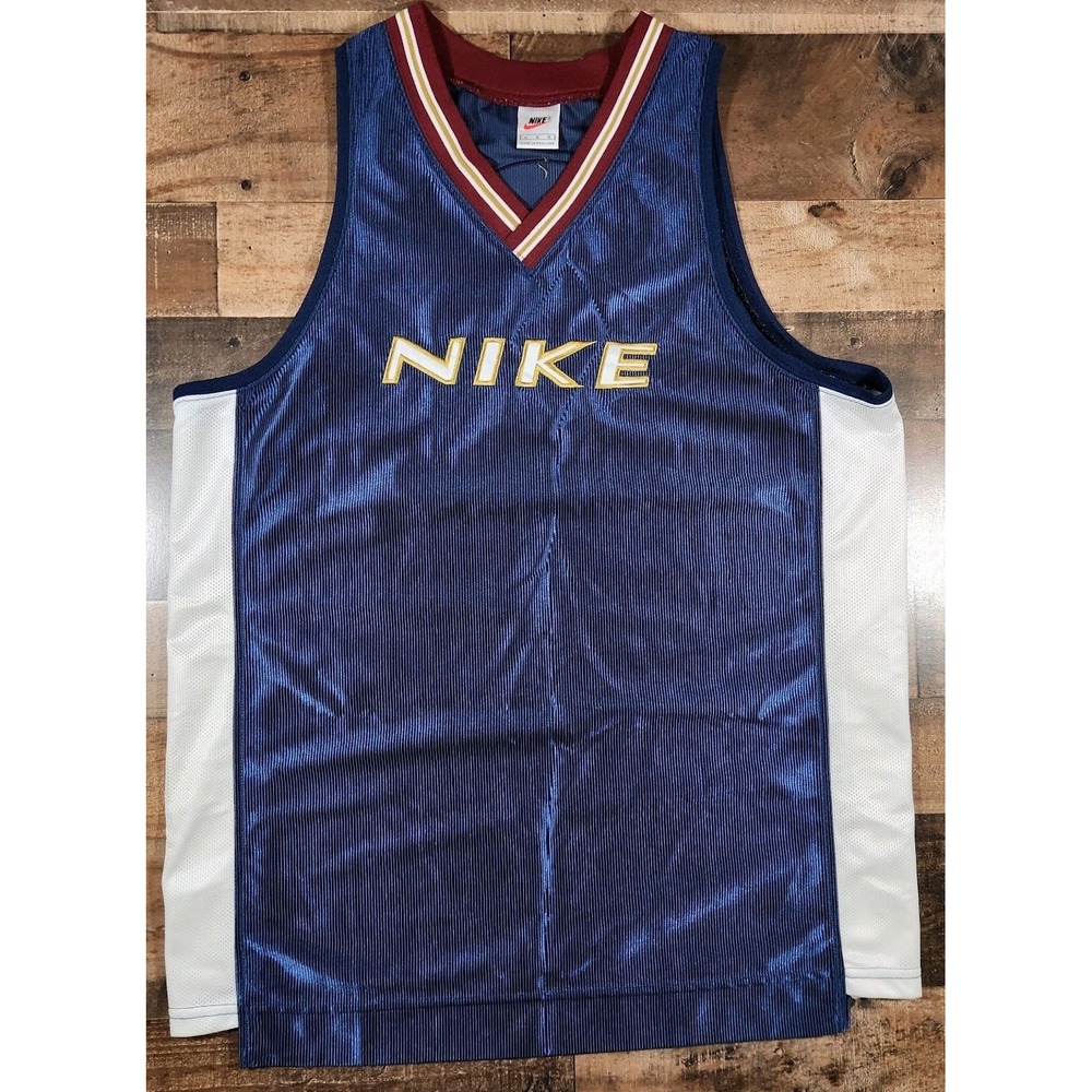 Vintage Nike Basketball Jersey Mens Large Blue 90s 1990s Tank Top Shiny